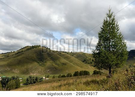 Mountain Landscape In The Vicinity Of The Taiga Village Generalka Altai Territory In Western Siberia
