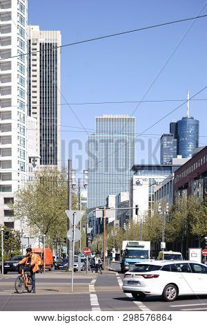 Frankfurt, Germany - April 18: Various Skyscrapers Such As The Westend Tower And The Deutsche Bank S