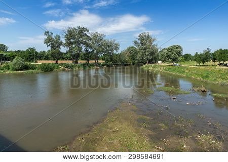 Tunca River Passing Through A  City Of Edirne,  East Thrace, Turkey
