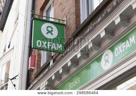 Sign For An Oxfam Charity Shop In York, Yorkshire, Uk - 4th August 2018
