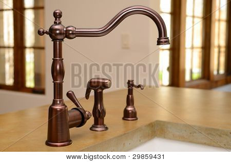 Faucet in a kitchen sink