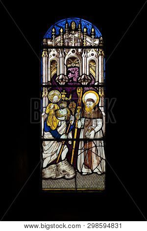 Penmon Priory, Saint. Seiriols Church, Stained Glass Window, Anglesey, Wales, Uk - May 2010