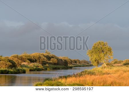 Sunset In The Briere Marsh Area Near Breca (saint-lyphard, France)