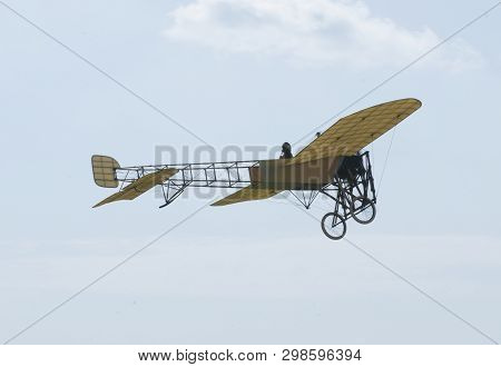 A Replica Of A Louis Bleriot Monoplane Displaying At Hahnweide Oldtimers Airshow, Hahnweide Airfield