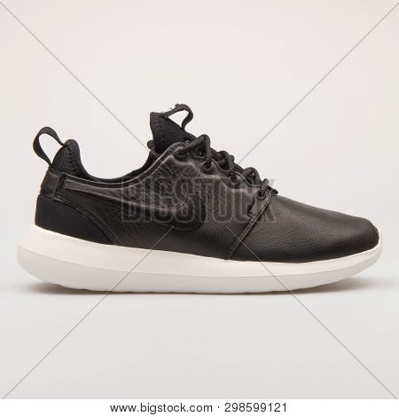 Vienna, Austria - August 23, 2017: Nike Roshe Two Si Black Sneaker On White Background.