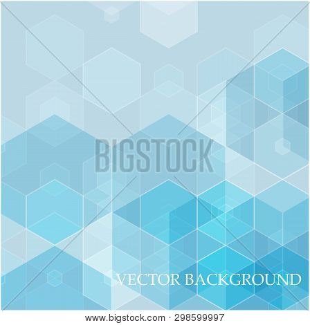Vector Abstract Geometric Background. Blue Hexagon Shape