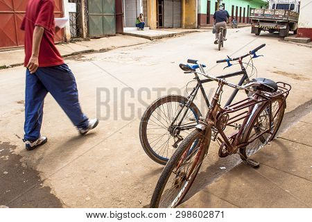 Rosario Do Limeira, Mg, Brazil, August 01, 2008. Old Bicycle Parked On A Street In The Town Of Rosar