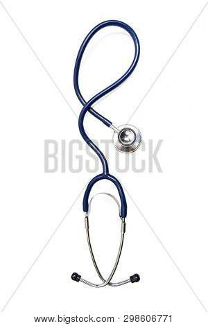 Stethoscope isolated with clipping path on white background. Medicine and healthcare concept.