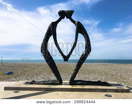 Abstract Statues, Small Architectural Forms Of People In Love In The Form Of A Kneeling Knee On The 