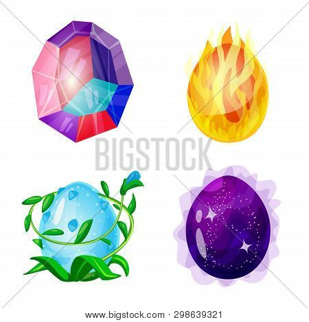 Vector Design Of Dinosaur  And Magic  Logo. Set Of Dinosaur  And Fantasy Stock Symbol For Web.