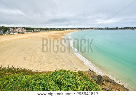Ittany Beach Called The Big Beach Taken From Pointe De La Garde, Saint-cast-le-guildo, France, Britt
