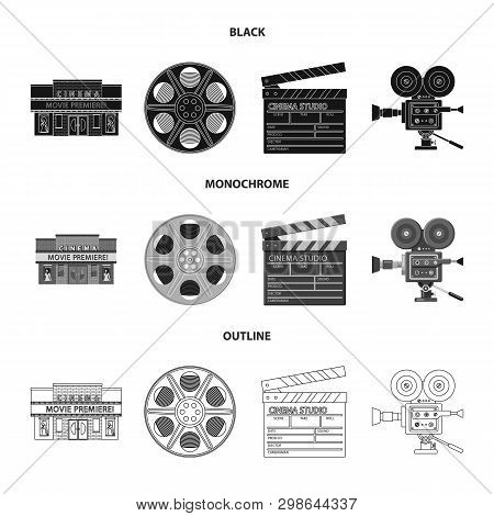 Vector Design Of Television And Filming Sign. Collection Of Television And Viewing Vector Icon For S