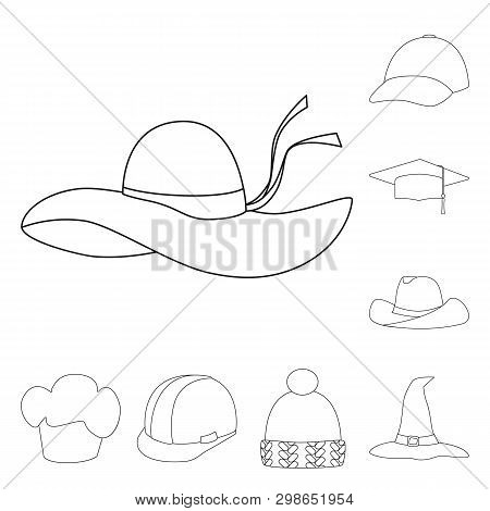 Isolated Object Of Headgear And Napper Symbol. Set Of Headgear And Helmet Stock Symbol For Web.