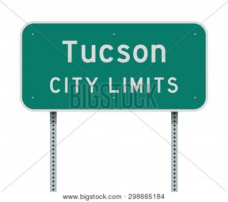 Vector Illustration Of The Tucson City Limit Green Road Sign