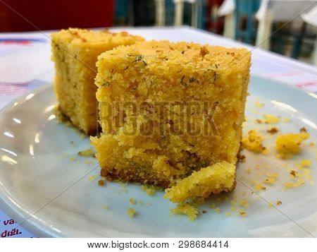 Turkish Corn Bread / Misir Ekmegi Served With Plate. Traditional Food.