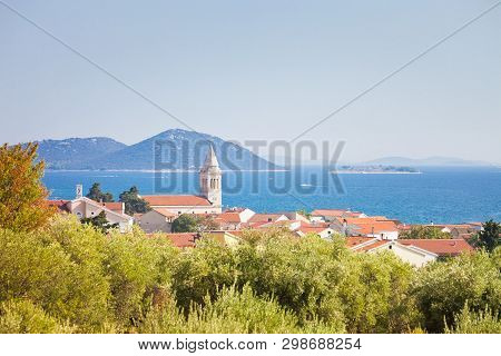 Pakostane, Zadar, Croatia, Europe - Steeple Of Pakostane At The Coastline Of Zadar