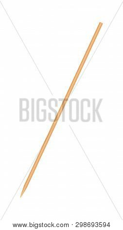 Skewers Wooden Bamboo Pointed Tip Stick Thin Isolated On White Background, Wood Skewers Used To Hold