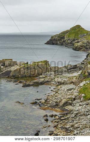 Coastal View Toward The Knab In Lerwick, Which Is The Main Port On The Shetland Isles, Scotland.