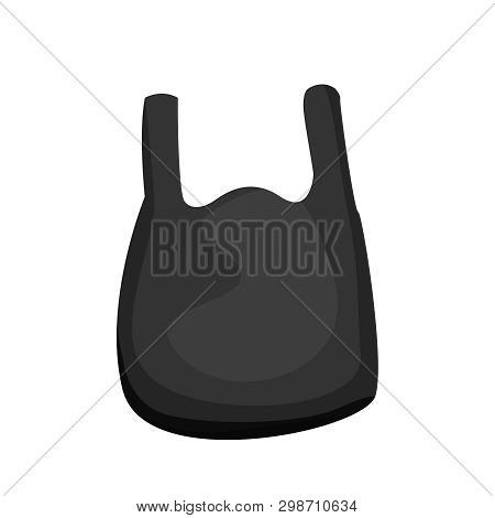 Illustration Bag Plastic Black Waste Isolated On White Background, Cartoon Plastic Bag Waste Garbage
