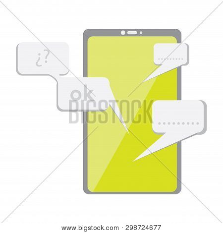 Smatphone With A Bubble Chats Icon. Mobile App. Vector Illustration Design