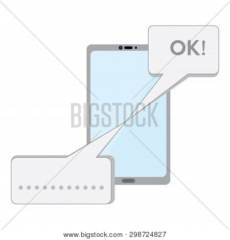 Smatphone With A Bubble Chats Icon. Mobile App. Vector Illustration Design