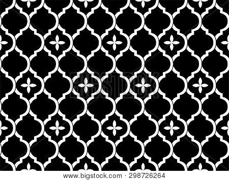 Abstract Geometric Seamless Pattern. Black And White. Modern Stylish Texture. Vector Background.