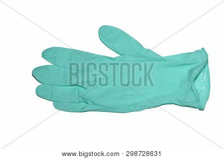 Light Green Nitrite Glove,isolated On White With Clipping Path