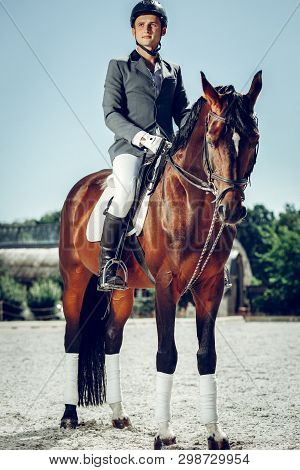 Handsome Nice Man Wearing Special Uniform For Riding