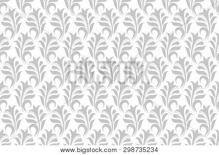 Damask Seamless Pattern. For Wallpapers, Elegant Luxury Texture. Floral Ornament Baroque. Vector Bac
