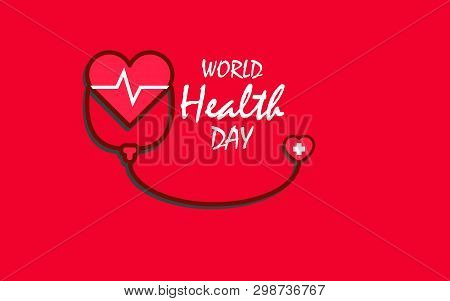 World Health Day Banner With Calligraphy And Stethoscope, Creative Illustration For Ad, Promotion, P