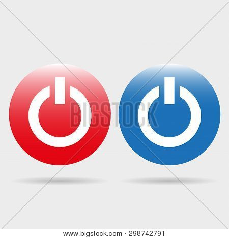 Two Signs Of Computer Power Red And Blue