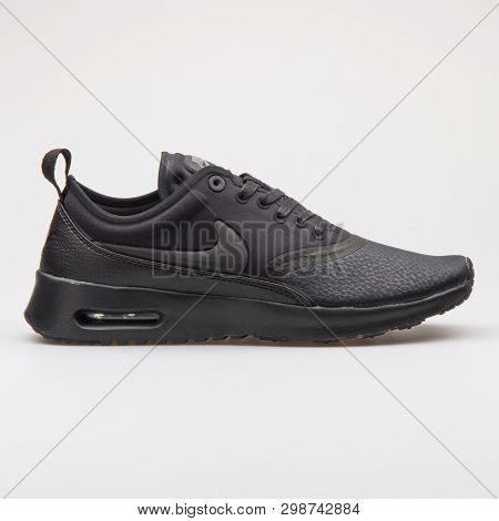 Vienna, Austria - August 23, 2017: Nike Air Max Thea Ultra Premium Black Sneaker On White Background
