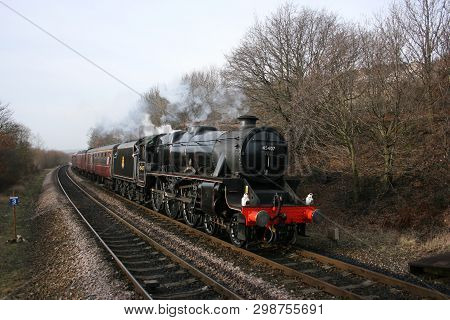 Black Five Steam Locomotive Number 45407 At Deighton On The Cotton Mill Express Charter Train 31st J