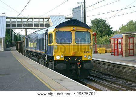 Advenza Class 66 Freight Loco Number 66844 At Shipley Station, Shipley, West Yorkshire, Uk - 26th Au