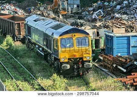 Advenza Class 66 Freight Loco Number 66844 At Shipley Crossley Evans Scrapyard, Shipley, West Yorksh