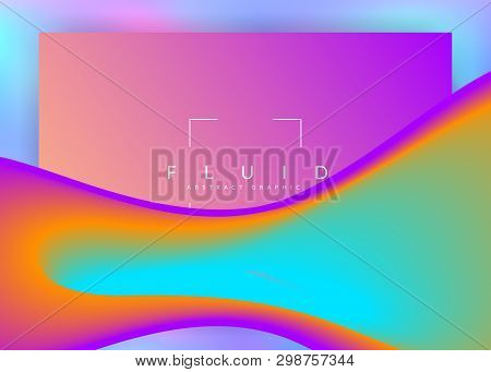 Liquid Fluid. Vivid Gradient Mesh. Cool Interface, Banner Composition. Holographic 3d Backdrop With 