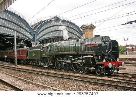 Britannia Steam Loco Number 70013 Oliver Cromwell At York Station, Yorkshire, United Kingdom - 27th 