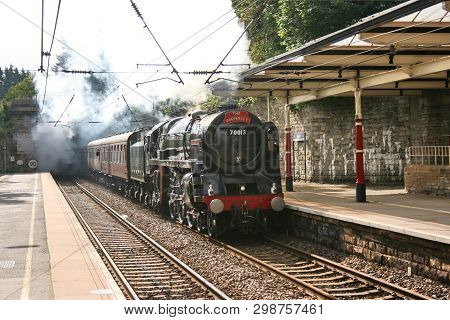 Britannia Steam Loco Number 70013 Oliver Cromwell With The Waverley Special, Bingley, Yorkshire, Uni