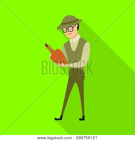 Vector Design Of Archaeologist  And Human Symbol. Collection Of Archaeologist  And Seeker  Stock Sym