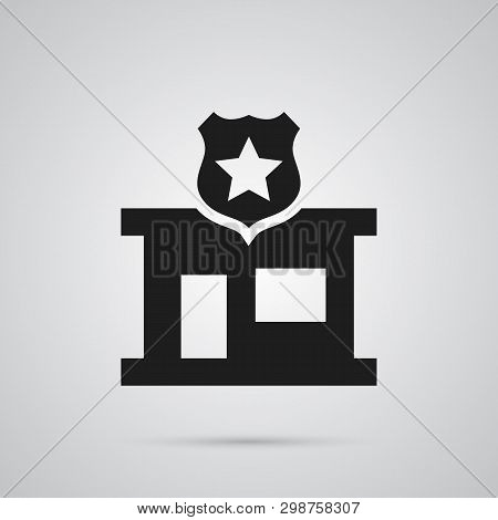 Isolated Commissariat Icon Symbol On Clean Background.  Police Station Element In Trendy Style.