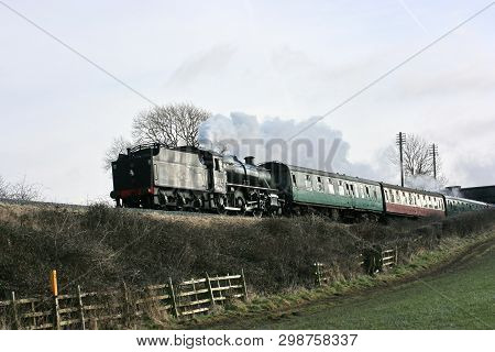 Stanier Mogul Steam Locomotive 42968 At The Great Central Railway Heritage Steam Railway, Loughborou