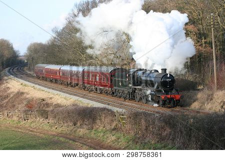 Stanier Mogul Steam Locomotive 42968 At The Great Central Railway Heritage Steam Railway, Loughborou