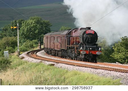 Lms Pacific Steam Locomotive No. 6201 Princess Elizabeth Departs Hellifield, North Yorkshire 7th Aug