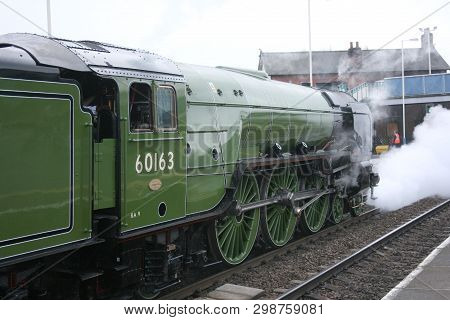 A1 Steam Locomotive Tornado On A Test Run - Church Fenton, Yorkshire, United Kingdom - 28th January 