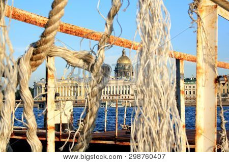 Saint Petersburg, Russia - September 12, 2011: View Of The Palace Embankment And St. Isaacs Cathedra