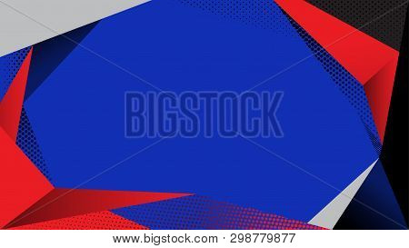 Abstract With Center Space Frame Background Blue Red Gray Black Halftone Vector