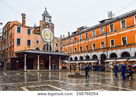 Venice, Italy - November 2, 2018: San Giacomo Di Rialto Also Known As Giacometto, A Church In The Se