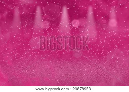 Pink Beautiful Glossy Abstract Background Stage Spotlights With Sparks Fly Defocused Bokeh - Festal 