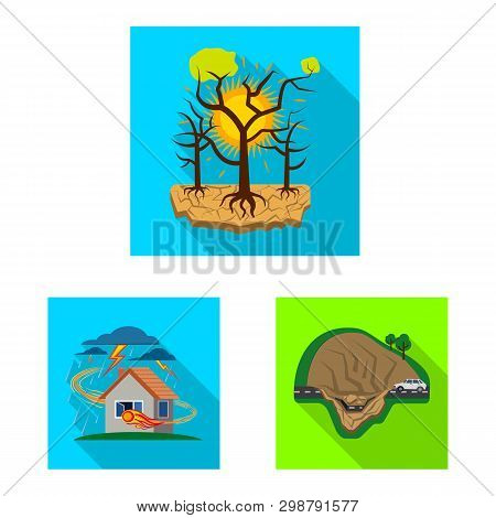 Isolated Object Of Natural And Disaster Sign. Collection Of Natural And Risk Vector Icon For Stock.