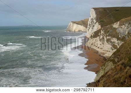 The Steep Climb Up To Swyre Head Cliffs Above Durdle Door On Dorset Coast